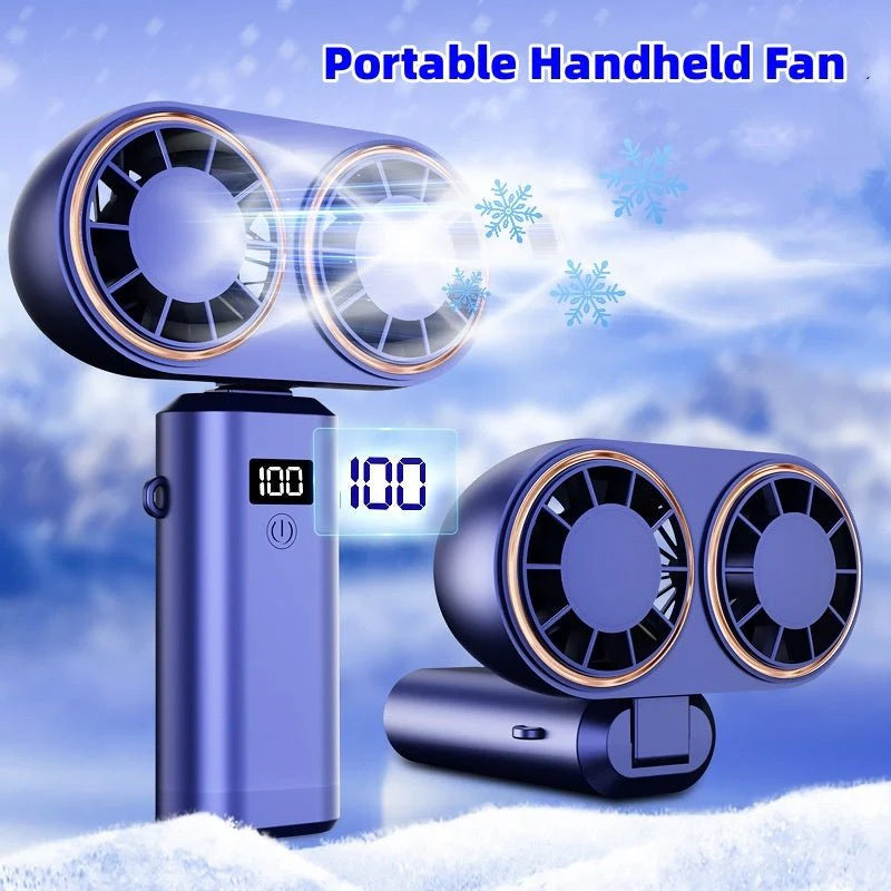 USB Handheld Mini Fan Foldable Portable Neck Hanging Fans 5 Speed USB Rechargeable Fan With Display Screen