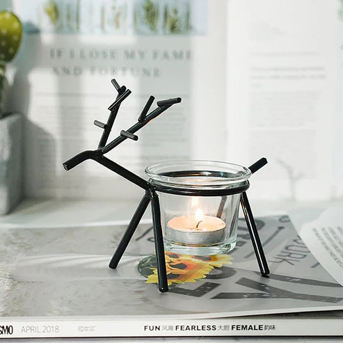 Wrought Iron Fawn Candle Holderv